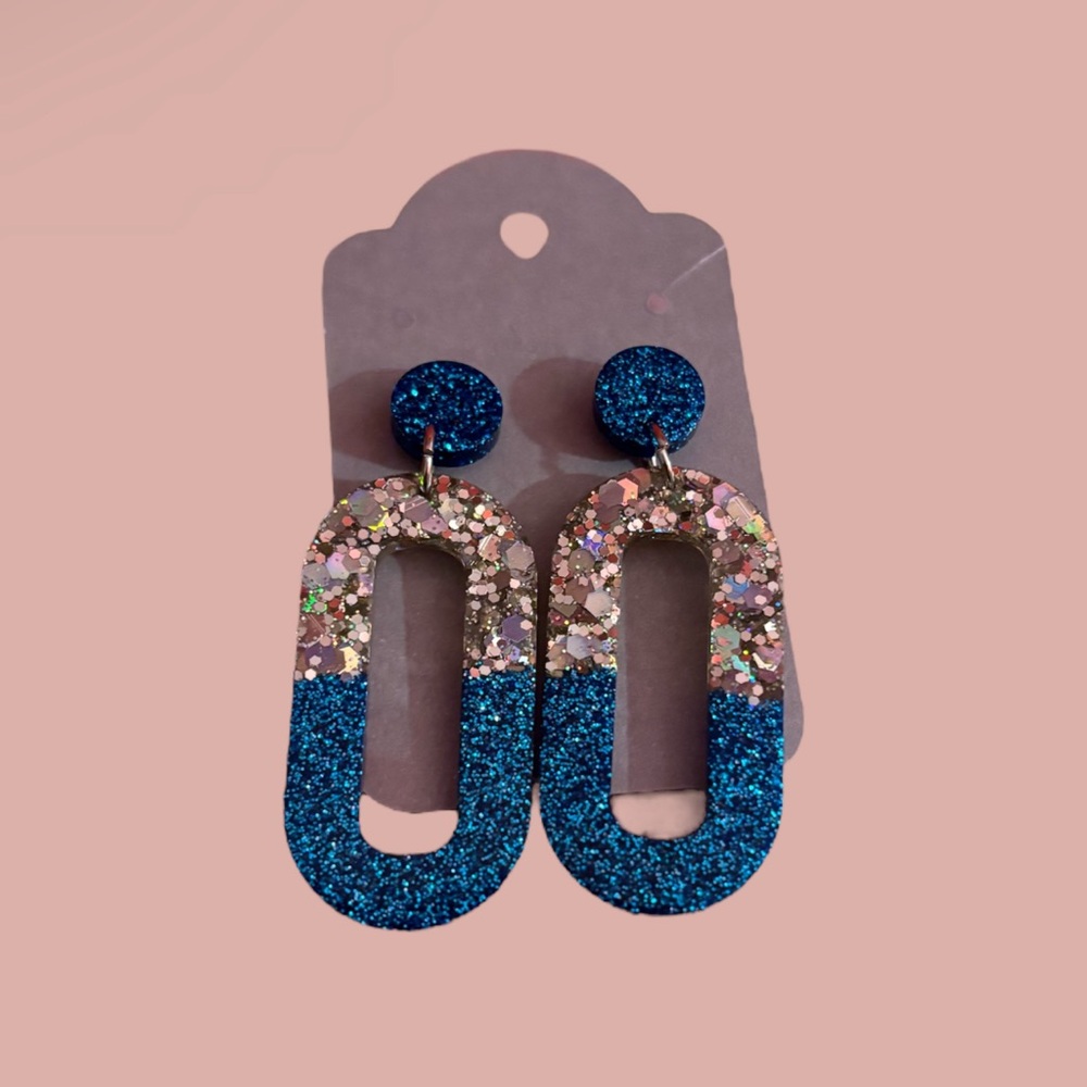 Blue and silver sparkly earrings